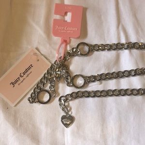NWT Juicy Couture silver metal waist belt size L/XL